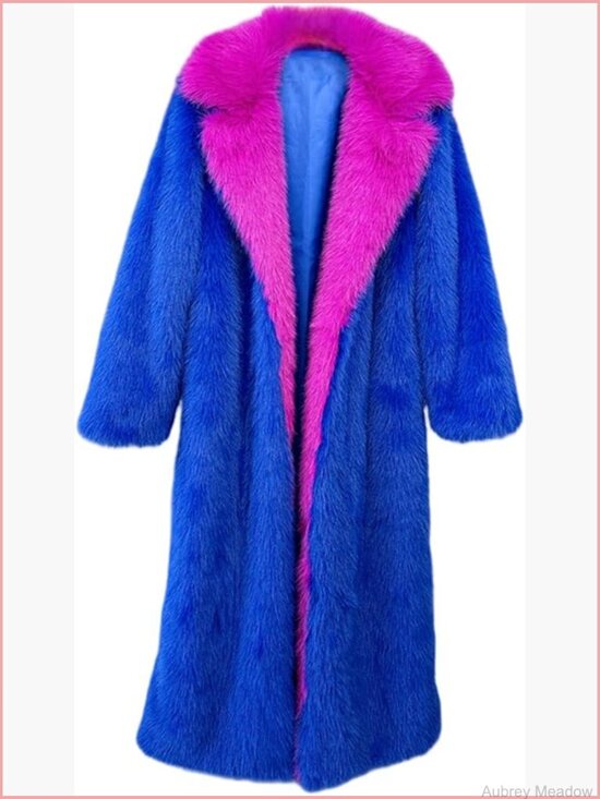 Jackets & Blazers - Faux Fur Long Coat - Warm Winter Overcoat with Shawl Collar